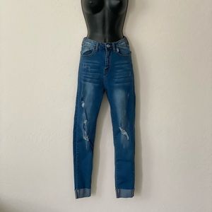 High Waisted Ripped Skinny Jeans